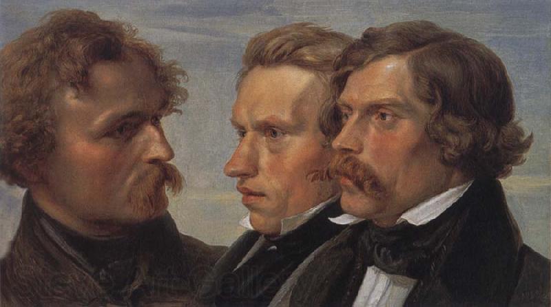 Julius Hubner Portrait of the Painters Carl Friedrich Lessing,Carl Sohn and Theodor Hildebrandt Spain oil painting art